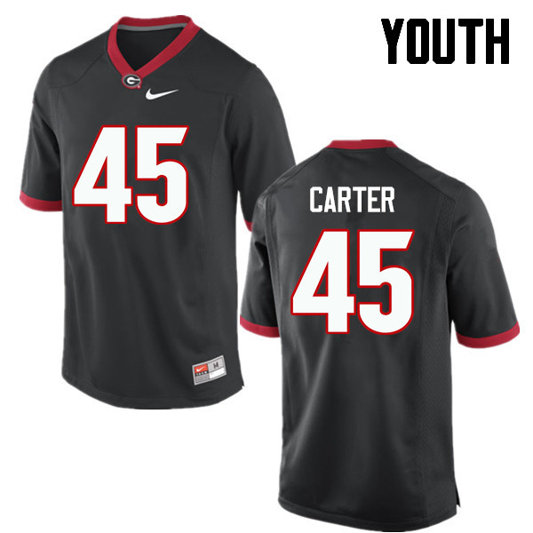 Georgia Bulldogs Youth Reggie Carter #45 Black Stitched College UGA Football Jersey 23JR016HZ